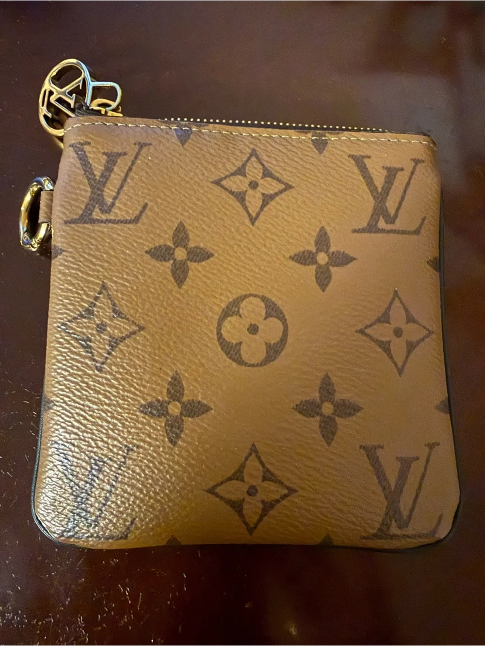 Louis Vuitton Brown Monogram Zipper Pouch with Gold Hardware - Picture 3 of 6